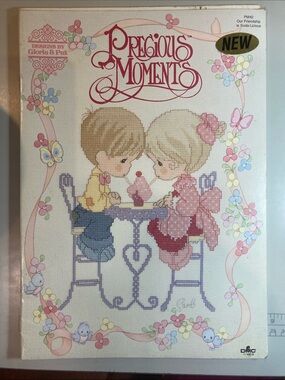 Precious Moments Pastel Cross-Stitch Kit with Pink and Lavender Accents
